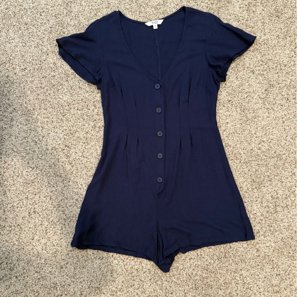 BB Dakota Navy Button-Front Romper